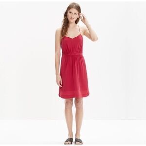 Madewell Women's Silk Cami Dress Size 4 Magenta Sleeveless Summer Casual